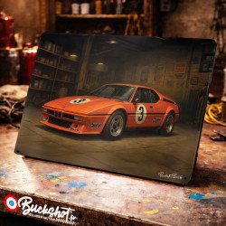 Plaque métallique publicitaire – Illustration BMW M1 1978 – Garage Vintage – Buckshot