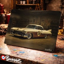 Plaque métallique publicitaire – Illustration Cadillac Eldorado 1959 – Garage Vintage – Buckshot