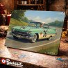 Plaque métallique publicitaire – Illustration Cadillac Eldorado 1959 – Course sur circuit – Buckshot