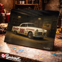 Plaque métallique publicitaire – Illustration Chrysler 300G 1962 – Garage Vintage – Buckshot