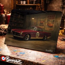 Plaque métallique publicitaire – Illustration Chrysler Ghia L6.4 1962 – Garage Vintage – Buckshot