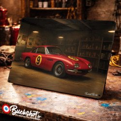 Plaque métallique publicitaire – Illustration Lamborghini 400 GT Interim 1966 – Garage Vintage – Buckshot