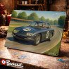 Plaque métallique publicitaire – Illustration Lamborghini 400 GT Interim 1966 – Course sur circuit – Buckshot