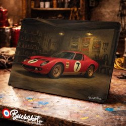 Plaque métallique publicitaire – Illustration Lamborghini Miura SV 1971 – Garage Vintage – Buckshot