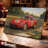Plaque métallique publicitaire – Illustration Alfa Romeo Giulia TZ 1964 – Course sur circuit – Buckshot