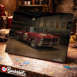 Plaque métallique publicitaire – Illustration Pontiac Tempest Hardtop de 1964 – Garage Vintage – Buckshot