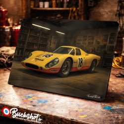 Plaque métallique publicitaire – Illustration Porsche 917 de 1971 – Garage Vintage – Buckshot
