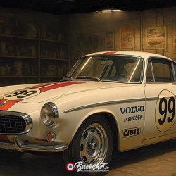 Plaque métal Volvo P1800 E 1961 Vintage | Buckshot