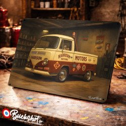 Plaque métallique publicitaire – Illustration Volkswagen Combi T2 de 1969 – Garage Vintage – Buckshot