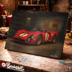 Plaque métallique publicitaire – Illustration Alfa Romeo Tipo 33 1969 – Garage Vintage – Buckshot