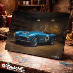 Plaque métallique publicitaire – Illustration BMW 507 Roadster 1957 – Garage Vintage – Buckshot